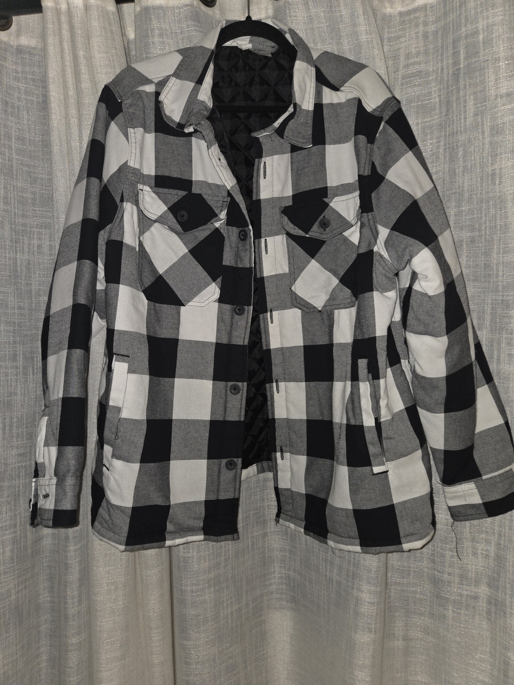 Men's Black & White Buffalo Plaid Puffer Jacket